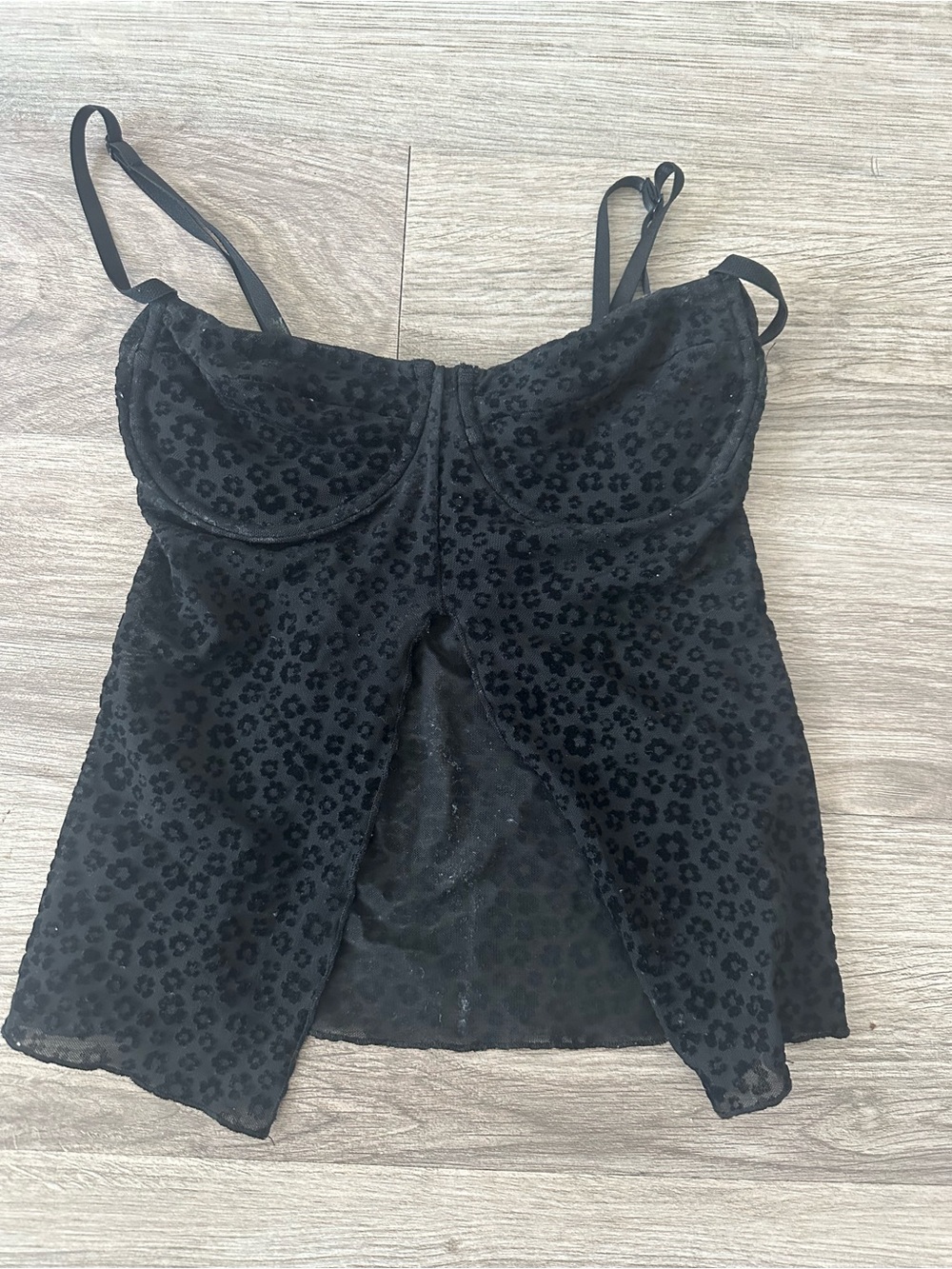 Glassons Black Floral Velvet Bustier Tank